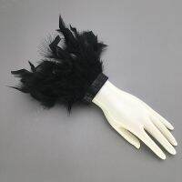 Women Real Fur Ostrich Feather Cuffs 2022 Feather Fur Cuffs Bracelet Snap Anklet Bracelet Fur Feather Cuffs Wrist Sleeve Snap On