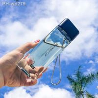 Square Cup Personality Plastic Women with Cover Portable Resistance To Fall Summer Hand Cup Leak-proof Transparent Water Bottle