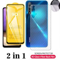 ?? 2 in 1 โทรศัพท์ การผสมผสาน ฟิล์ม Huawei Y9 Prime Y7 Pro 2019 Y9 Y7 Pro 2018 Y9a Y6s Y7a Y6p P20 Pro P30 Nova 3 3i 9Dเต็มจอ + ฟิล์มด้านหลัง กระจกนิรภัยเต็มรูปแบบ