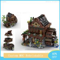 NEW LEGO Medieval Street View Series MOC House Building Block Model Medieval Water Wheel DIY Childrens Assembly Toys Festival Gift