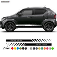 2Pcs รถประตูด้านข้างกระโปรงสติกเกอร์สำหรับ Suzuki Ignis Auto Body Racing Sport Stripes ชุดตกแต่งฟิล์มไวนิล Decals รถอุปกรณ์เสริม