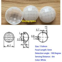 1ชิ้นเลนส์เฟรแนลแสง Pir สำหรับร่างกายมนุษย์อินฟาเรดไพโรอิเล็กทริคเซนเซอร์ตรวจจับ
