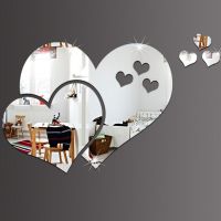 1Set 3D Love Hearts Mirror Wall Sticker Decal Wall Art Removable Wedding Decoration Kids Room Decoration Toilet Table Stickers