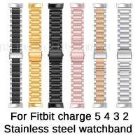 สายรัดข้อมือสำหรับ Fitbit 5 4 3 SE 2วงเหล็กสแตนเลสหัวเข็มขัดพลาสติกสำหรับอุปกรณ์นาฬิกาอัจฉริยะ