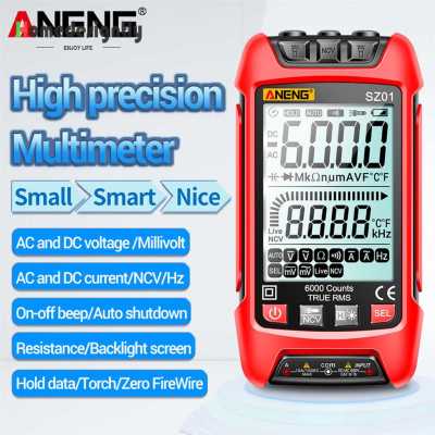 True RMS จอแสดงผลดิจิตอลมัลติมิเตอร์ช่วงอัตโนมัติมือถือดิจิตอลมัลติมิเตอร์ DC AC แรงดันไฟฟ้าความต้านทานปัจจุบันความถี่ความแม่นยำสูงพร้อมไฟ LED