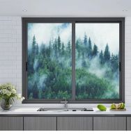 Window Film Privacy Foggy Pine Forest Sticker UV Blocking Window Coverings Window Tint for Homedecor Screen Protectors