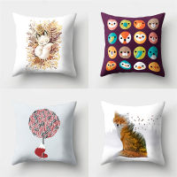 45x45cm Fox Animal Polyetser Pillowcase Sofa Home Decoration Cartoon Bird Landscape Cushion Cover Living Room Pillow Case