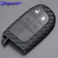 [More Suitable] Jingyuqin Car Key Case Cover Fibler ซิลิโคนสำหรับ Dodge Journey Charger สำหรับ Jeep Renegade Grand Cherokee สำหรับ Chrysler 200 300