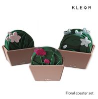 KlearObject Floral Coaster set จานรองแก้ว แผ่นรองแก้วน้ำ ที่รองแก้วน้ำ (1 ชุด 4 ชิ้น+กล่องเก็บ) พร้อมส่ง