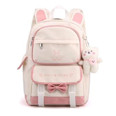 Schoolbag Girls Primary School Students Cartoon Casual Large Capacity Shoulder Bag Children Travel Backpack With Pendant Bear