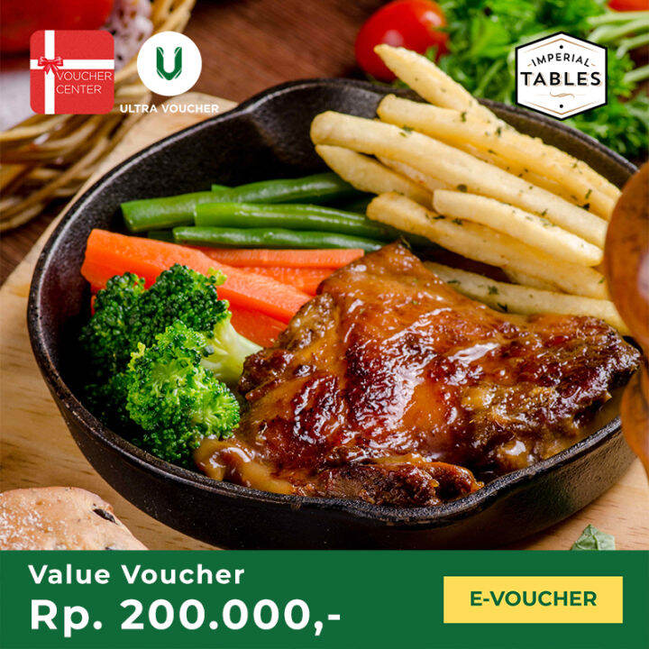 Voucher Digital Imperial Tables Rp. 200.000 Voucher Value Lazada