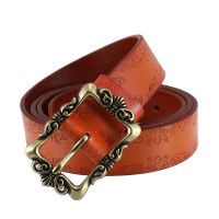 2023 New Genuine Leather Belt Embossed Retro Carved Student Pure Cowhide Jeans Belt Customized by the Manufacturer Belts