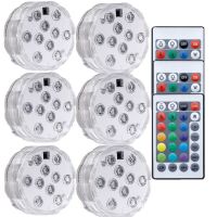 10leds RGB Submersible Light Underwater LED Night Light Swimming Pool Light for Outdoor Vase Fish Tank Pond Disco Wedding Party