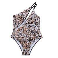 Leopard Print One-Piece Swimsuit Sexy One-Piece Bikini Simple Low Cut for Women Girls Beach Bathing Suits Swimwear