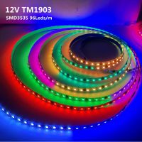 DC12V 5M 96Leds/m TM1903 LED Pixel Strip Light RGB Full Color SMD3535 Led Ribbon WS2811 IC Flexible Addressable Digital LED Tape