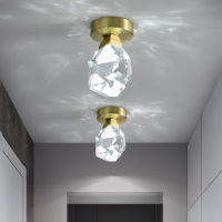 Luxury K9 Crystal Ceiling Light Postmodern Bedroom Aisle Corridor Balcony Pendant Light Restaurant Cafe Golden Led Ceiling Lamp