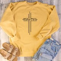 Women Causal Christian O Neck Pullover Hoodie Spring Autumn Woman Clothes Jumper Top Faith Cross Graphic Sweatshirt