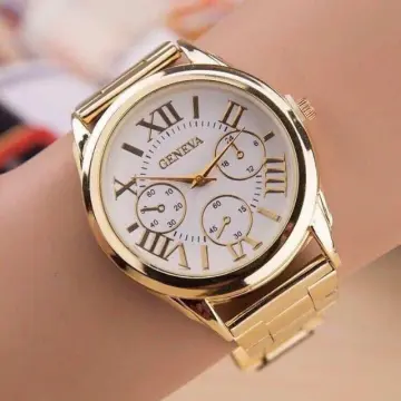 Geneva Luxury Rhinestone Bezel Round Analog Quartz Wrist Watch Rose Gold -  Walmart.com