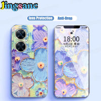 ปลอกซิลิโคน Jingsanc เคสโทรศัพท์11i Huawei Nova ไฟสีฟ้าเจาะน้ำมันภาพวาดดอกไม้สีม่วงปลอกนิ่มแฟชั่นบางพิเศษ TPU รวมทุกอย่าง Huawei 11i Nova A27-1