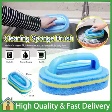 Kitchen Bathroom Sponge Handle Cleaning Brush Tile Glass Cleaning Sponge  Ceramic Window Slot Clean Brushes Tools