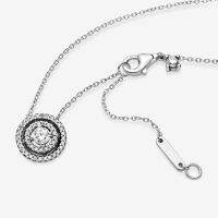 Sparkling Double Halo Collier Necklaces For Women 925 Sterling Silver Chain Necklace Jewelry Fit Gift DIY to Mum