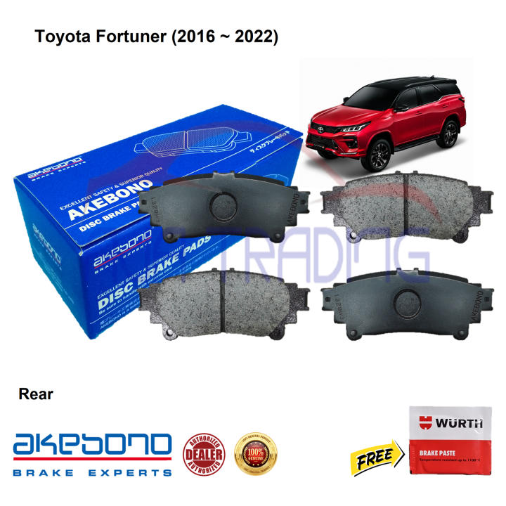 Genuine Akebono Rear Brake Pads for Toyota Fortuner (2016 2022) with