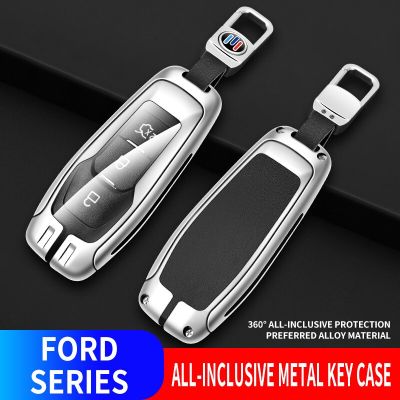 Zinc Alloy Leather Car Key Case Cover For Ford Fusion Mondeo Mustang F-150 Explorer Edge For Lincoln MKZ MKC Keyless Fob Holder