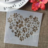 5" Paw Heart Love DIY Layering Stencils Wall Painting Scrapbook Coloring Embossing Album Decorative Paper Card Template Rulers  Stencils