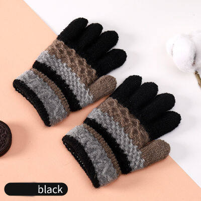 Winter Warm Baby Gloves Striped Kids Girls Boys Full Finger Gloves Soft Knitted Children Mittens