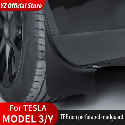 YZ สำหรับ Tesla รุ่น3รุ่น Y 2022 2023ด้านหน้าและด้านหลังเฉพาะ TPE Mudguard อุปกรณ์เสริมในรถยนต์