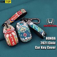 Honda Civic Fe 2022 HRV ฝาครอบกุญแจรถ Key Fob Key Cover Key Cover รถหนัง Civic 2021 FE HRV อุปกรณ์เสริม