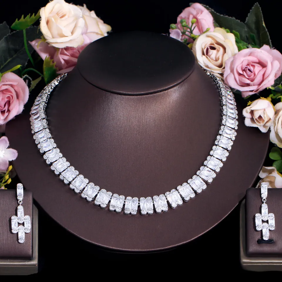 Cwwzircon Wedding Jewelry Sets  Pink Stone Wedding Jewelry Set