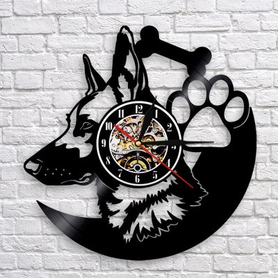 German Shepherd Dog Wall Clock Home Decor Dog Breeds Vinyl Record Vintage Clock Dog Wall Clock Gift