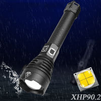 ไฟฉายแรงสูง the brightest flashlight XHP90.2ที่สุดแผ่นดินไหวไฟฉาย Led ยูเอสบีชาร์จได้ XHP50ไฟฉายกล18650ไฟฉาย