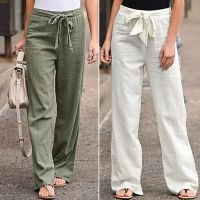 【CW】 Cotton Pants Elastic Waist Straight Trousers Loose