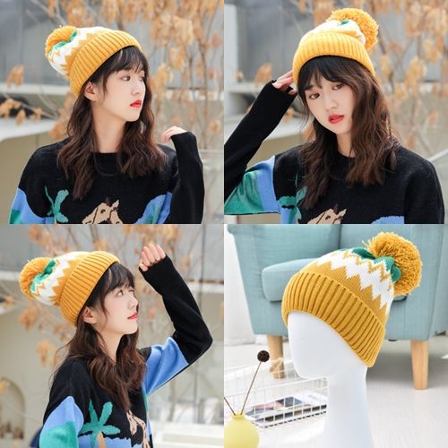 หมวกไหมพรม-cap-hat-หมวกหน้าหนาว-หมวกแฟชั่น-หมวกเกาหลี-พร้อมส่ง