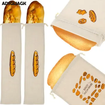 4Pcs Linen Bread Bags Large Capacity Drawstring Bread Storage Bags