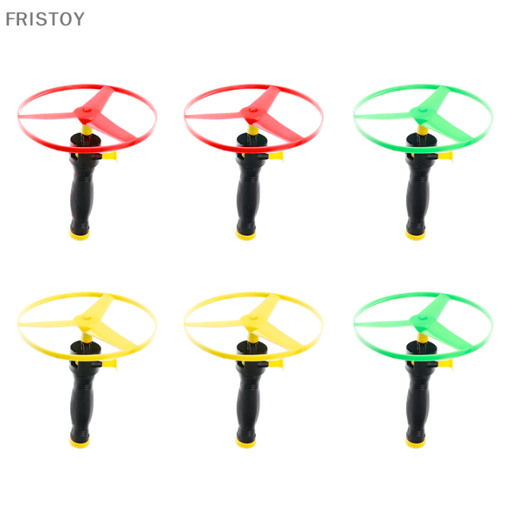 fristoy-6ชิ้นจานบินของเล่นเด็ก-จานบินเฮลิคอปเตอร์สายดึงจานบิน