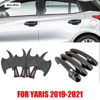 KLNU สำหรับ Toyota YARIS 2019-2022คาร์บอนไฟเบอร์รูปแบบรถประตู Handle Bowl Cover,YARIS รุ่นที่สี่ประตู Handle Beauty Trim