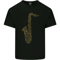 A Saxaphone Musical Instruments Brass Band Mens Cotton Tshirt Tee