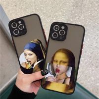 【เคสโทรศัพท์ Qiqi 】เคสโทรศัพท์การ์ตูนสวยงาม David Mona Lisa สำหรับ iPhone XS X XR 14 13 12 11 Pro Max SE2020 7 8 14 Plus ฝาหลังกันกระแทก