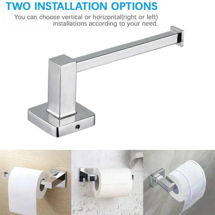 Wall Mounted Toilet Roll Holder Chrome Tissue Paper Stand Bathroom Bar ...