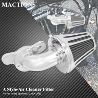 รถจักรยานยนต์ Chrome Air Filter Intake Cleaner สำหรับ Harley Sportster XL 1200 883 72 48 Forty Eight Seventy Two Super Low Roadster