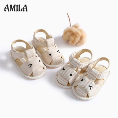 AMILA รองเท้าแตะผ้าฝ้ายมีสีสำหรับเด็ก,รองเท้าพื้นนุ่มกันลื่นสำหรับเด็กวัยหัดเดินสำหรับผู้ชายและผู้หญิง