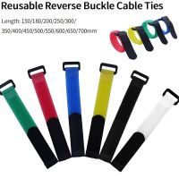 10pcs Cable Ties Adhesive Hook Loop Bundle Fastener Reusable Nylon Strap Reverse Buckle Organizer Self Clip Holder Wire Tie Cable Management