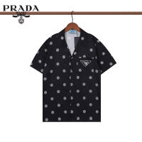 ต้นฉบับ Prada ฤดูร้อนเสื้อแฟชั่นลายจุดเสื้อเชิ้ตธุรกิจบางแขนสั้นเสื้อระบายอากาศเสื้อด้านบน T