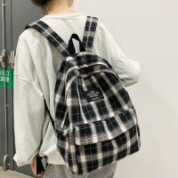 2022 Women Backpack Students Plaid School Backpacks College School Bags For Girls Canvas Travel Backbag Female Scoolbag Rucksack