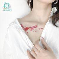 Rocooart Hot Sale Flower Waterproof Tattoo Sakura Peach Blossom Design Chest Temporary Tatoo For Women Body Art Fake Taty Stickers