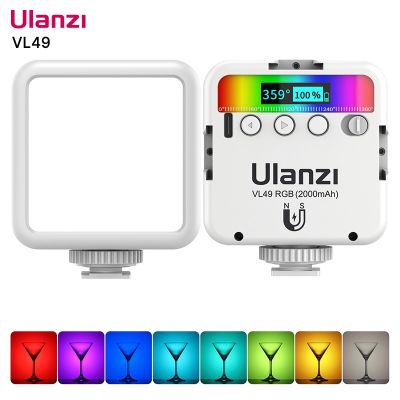 VIJIM Ulanzi VL49 RGB Camera Light LED Video 2500K-9000K 800LUX Magnetic Mini Fill Light 3 Cold Shoe 2000mAh Type-C for Youtube Phone Camera Flash Lig