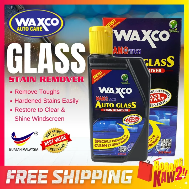 Waxco Auto Glass Stain Remover 250ml Kilat Cermin Kereta 玻璃清潔 Lazada